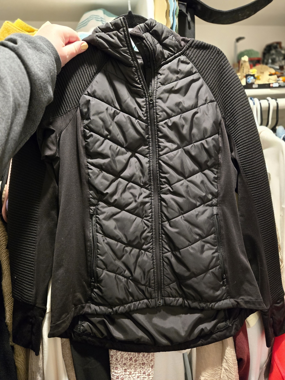 H&M Black Quilted Hooded Jacket